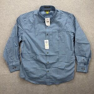 Cabelas Shirt Mens XXL Blue Plaid Long Sleeve Button Down Oxford Nanotex NEW
